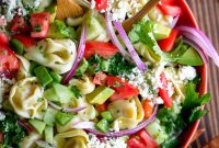 Greek Tortellini Pasta Salad with Feta, Olives & Fresh Herbs