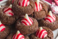 Soft Chocolate Peppermint Kiss Cookies for the Holidays