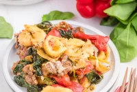 Crispy Blackstone Sausage with Creamy Cheese Tortellini
