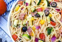 Chilled Spaghetti Salad with Fresh Veggies and Zesty Dressing