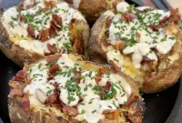 Loaded Bacon Ranch Chicken Stuffed Russet Potatoes