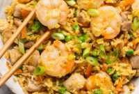Shrimp and Chicken Fried Rice Recipe with Garlic and Scallions