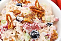 Mixed Berry Chicken Salad with Candied Pecans and Light Dressing