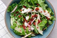 Arugula Pear Salad with Spiced Pecans and Maple Vinaigrette