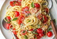 Creamy Lemon Pasta with Cherry Tomatoes and Fresh Basil