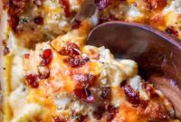 Cheesy Cauliflower Bake with Bacon and Mushrooms (Low Carb)