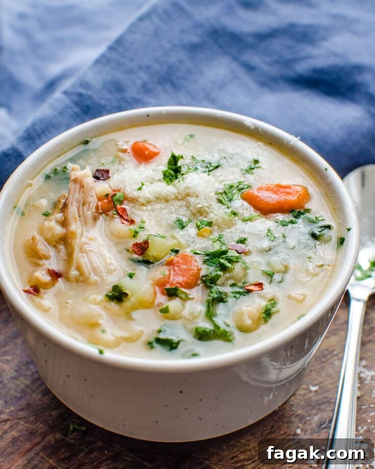 A bowl of turkey white bean soup.