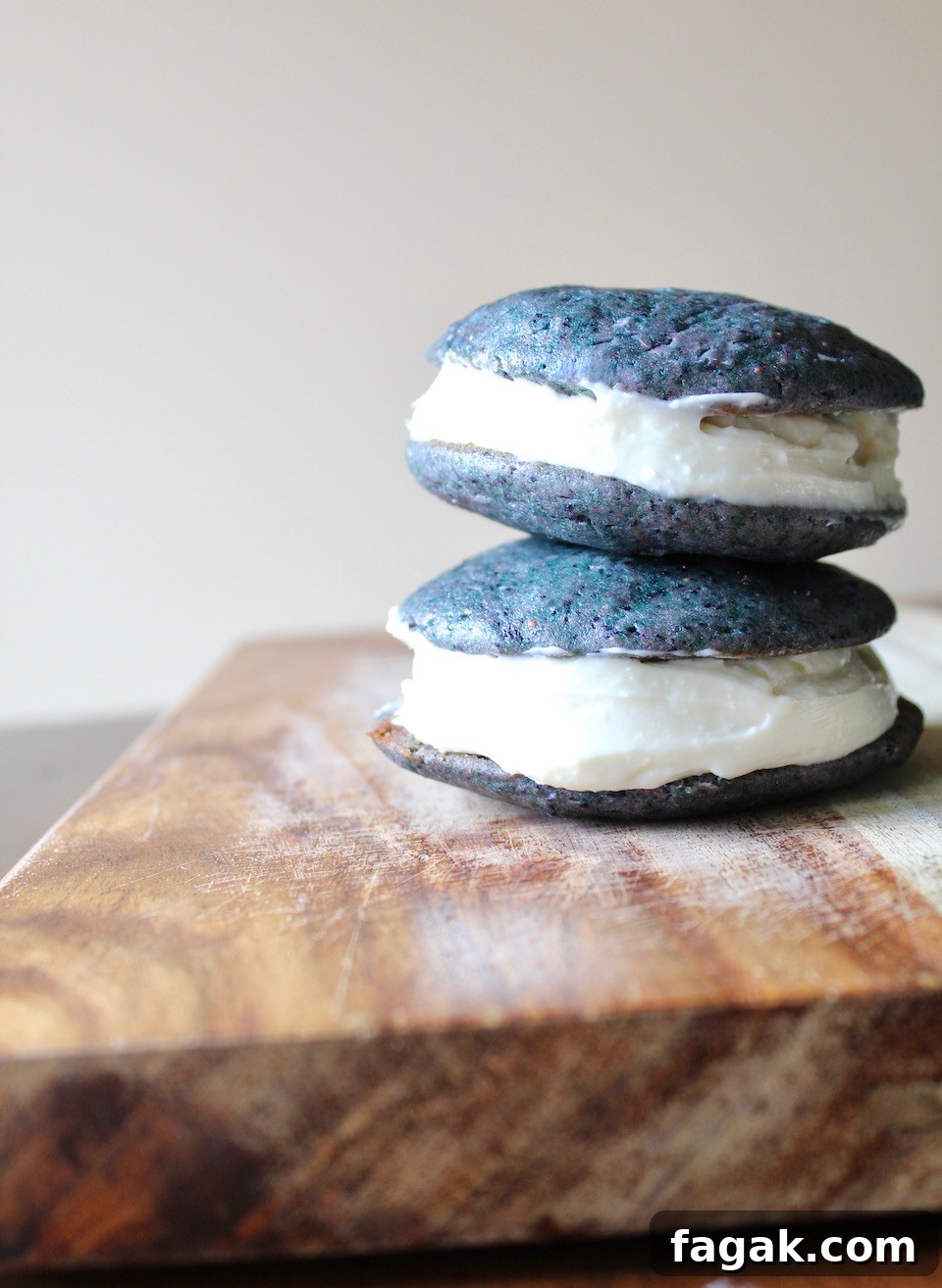 Stack of wild blueberry whoopie pies