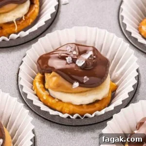 Side view of chocolate pretzel banana bites.