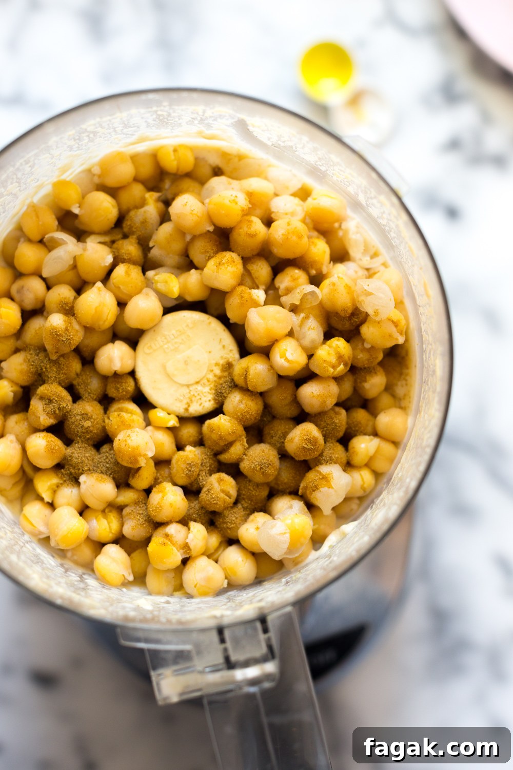Creamy Dreamy Hummus add chickpeas.
