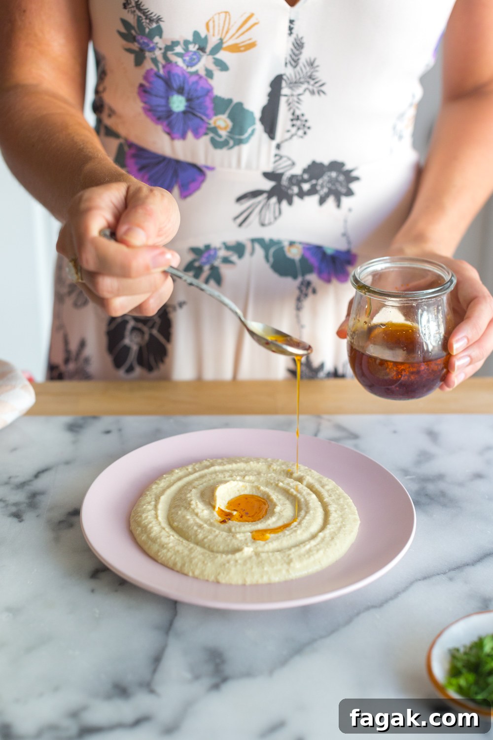 Creamy Dreamy Hummus spicy chile oil.