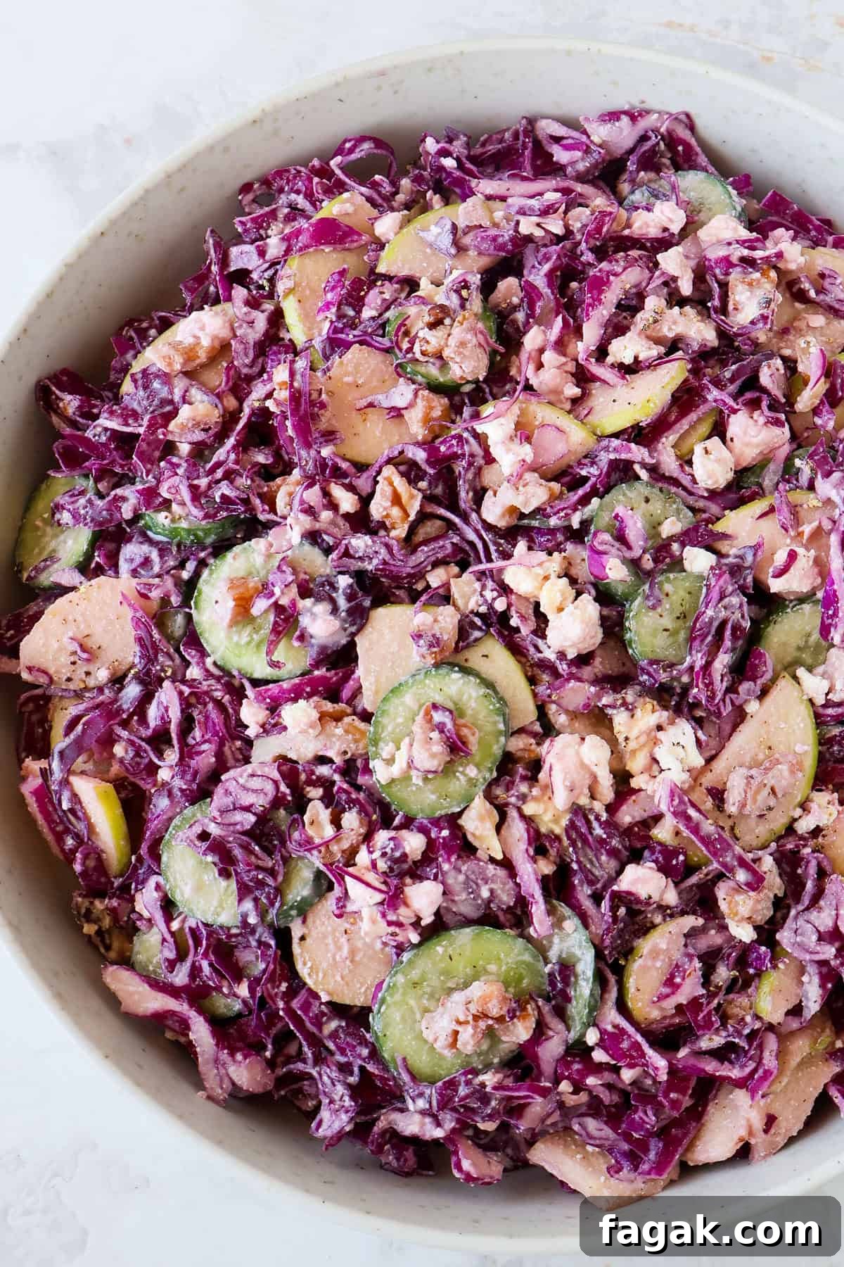 Close up shot of the salad.