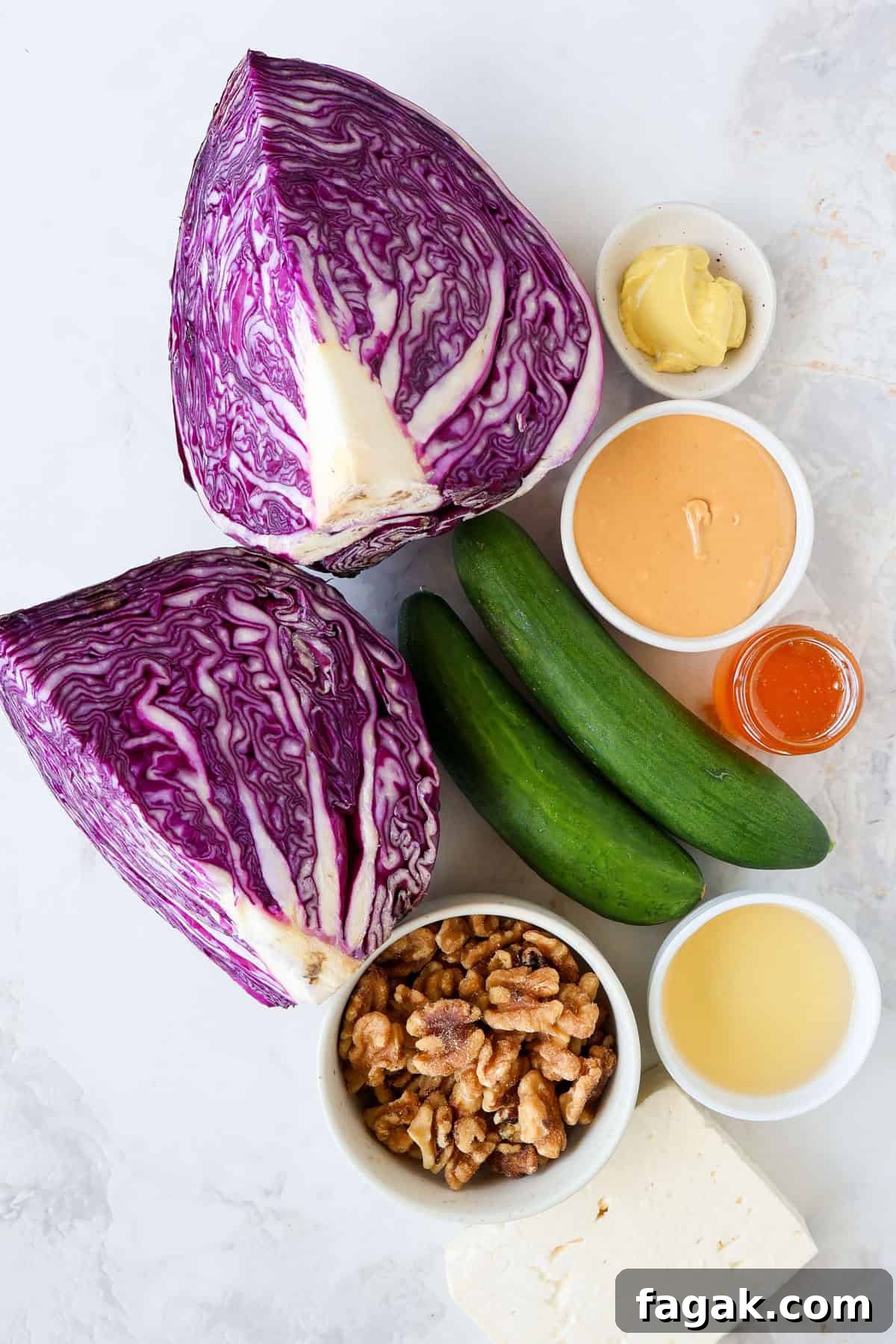 Ingredients shown to make the salad.