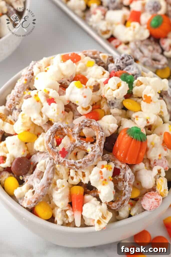 Halloween Popcorn with Candy Corn and Pumpkins