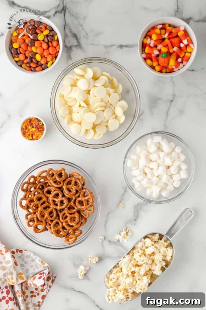 Fall Popcorn with Candy Corn and Pumpkins