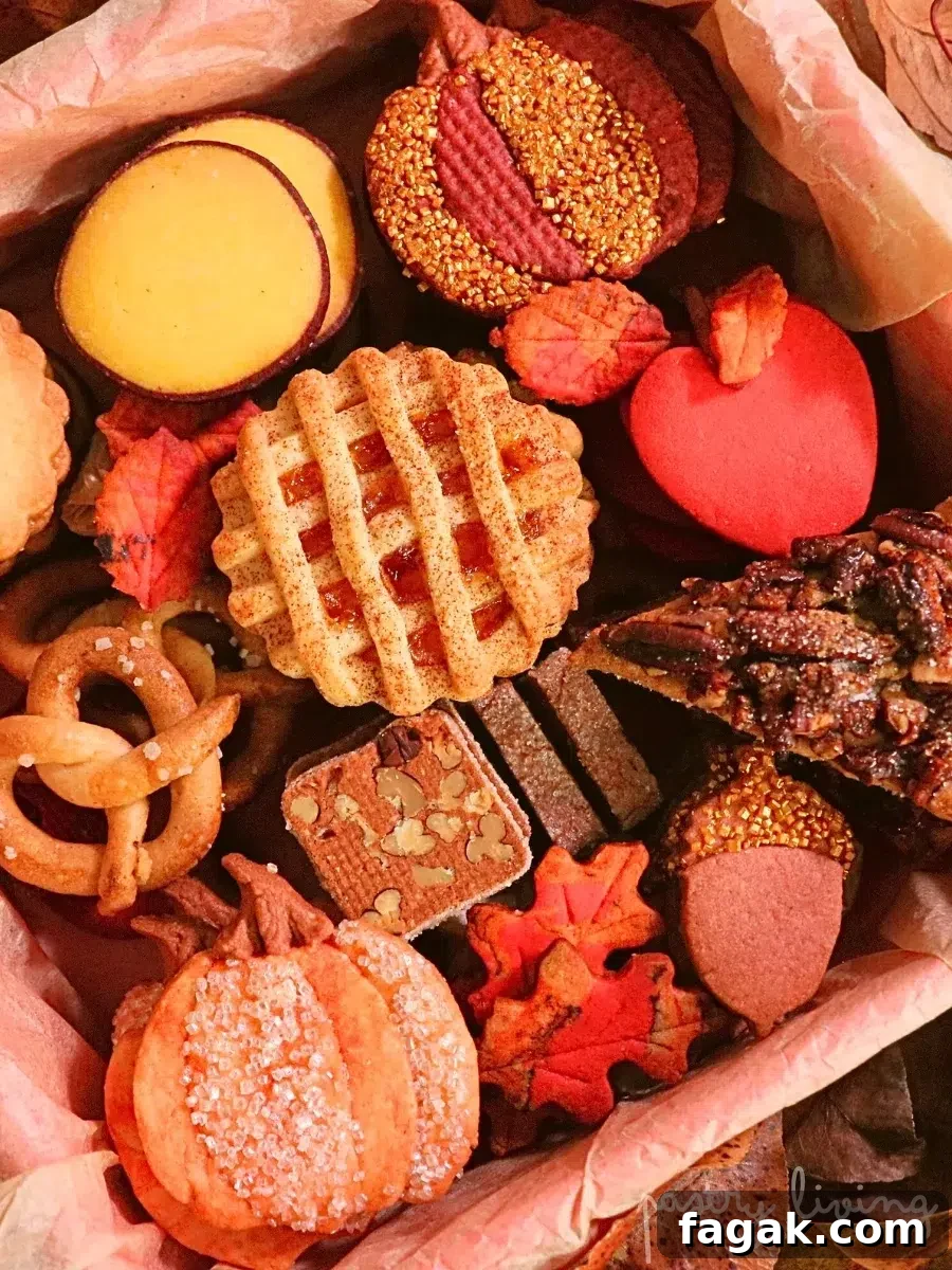10 kinds of fall cookies in a box