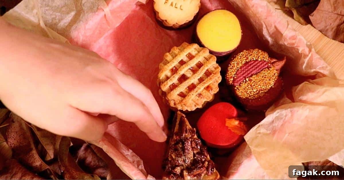 boxing up 10 kinds of fall cookies in a box