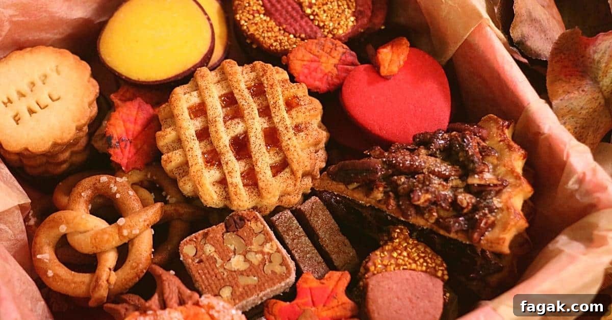 10 different fall cookies in a box