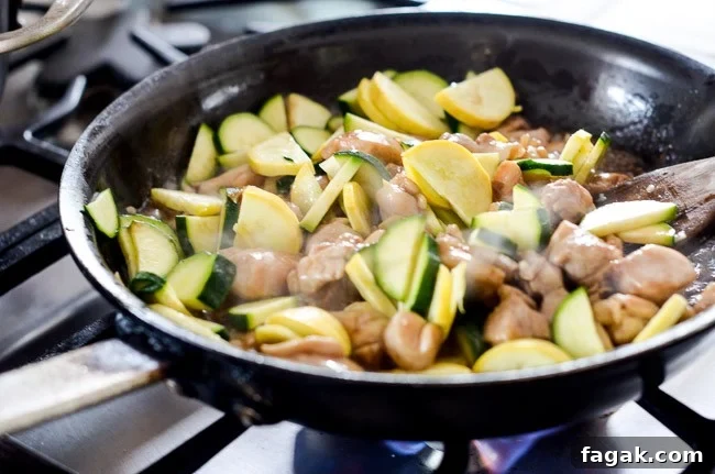 Healthy Chicken Stir Fry Recipe with Zucchi via BestRecipeBox.com