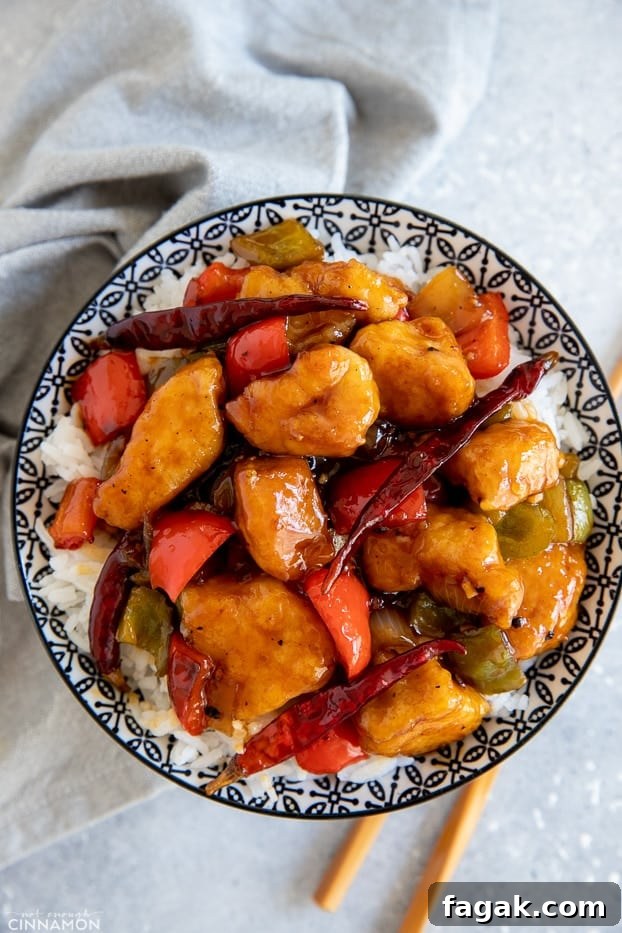 overhead shot of a bowl with rice topped with Chinese 5 Spice Chicken 