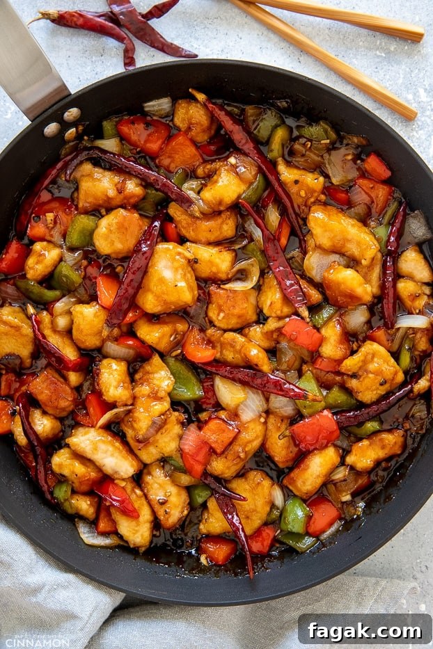 overhead shot of Chinese Szechuan Chicken Stir-fry