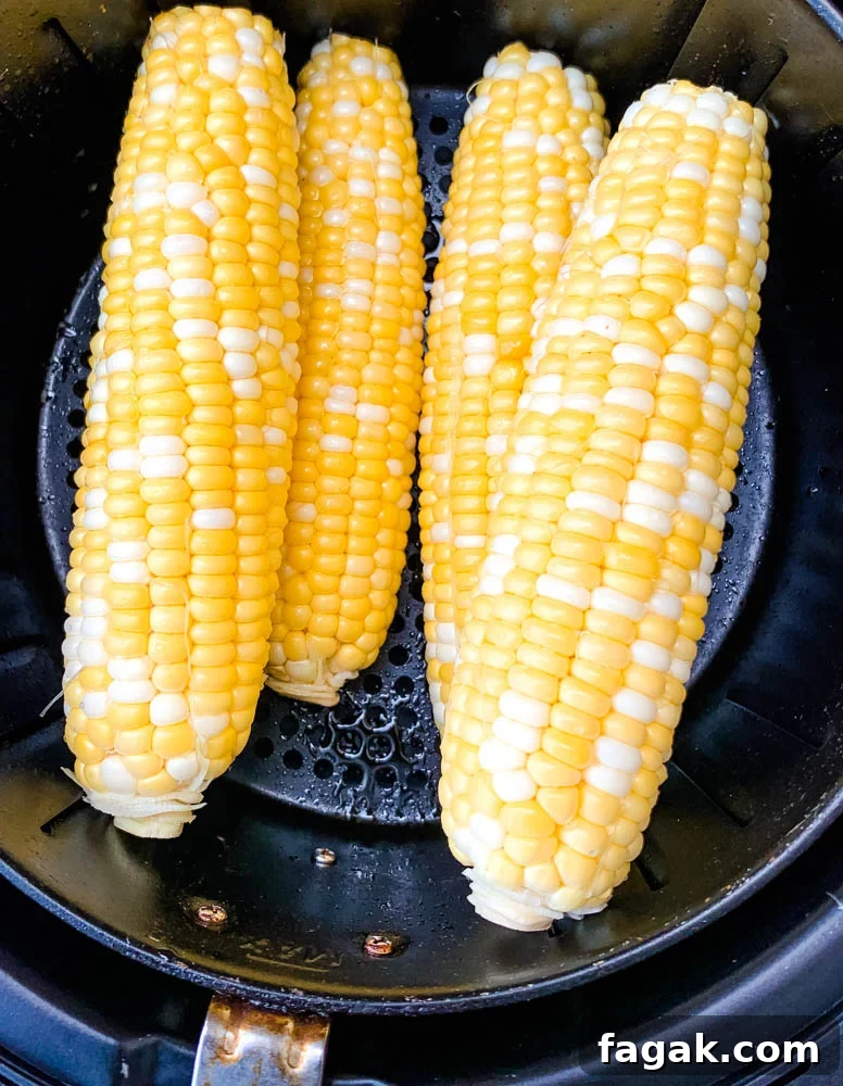 raw corn on the cob in an air fryer