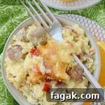 bowl of loaded grits breakfast casserole