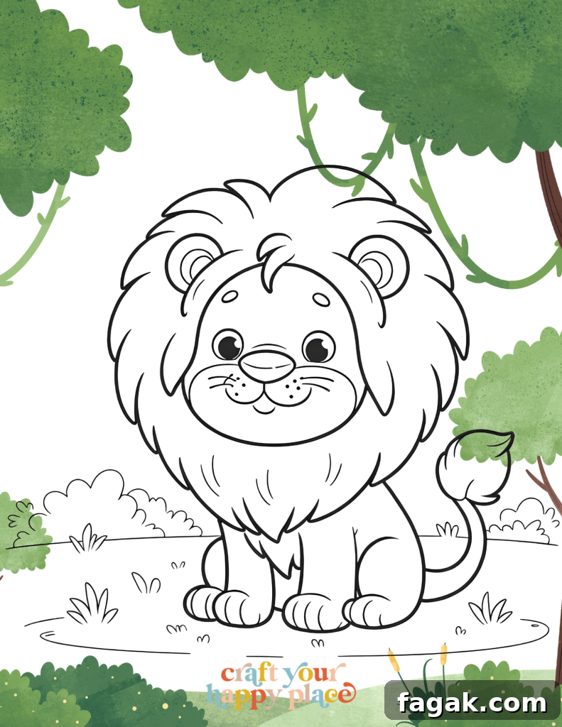 Lion coloring page preview 2