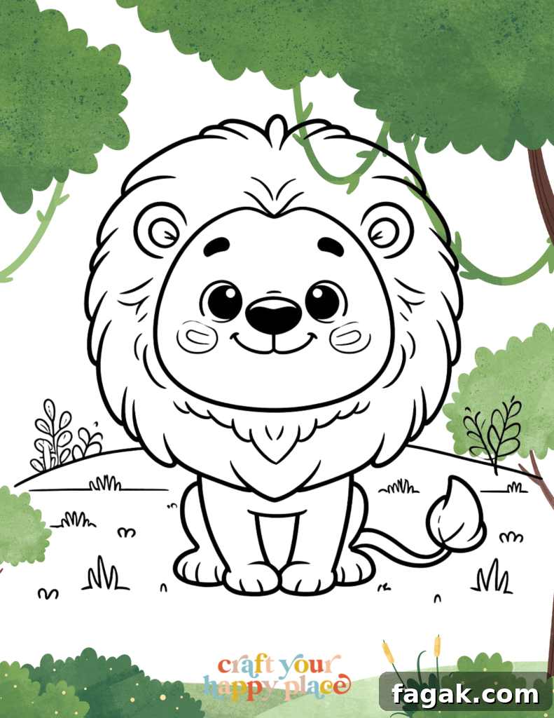 Lion coloring page preview 3