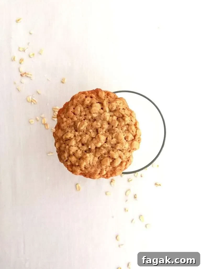 oatmeal cookie on glass of milk