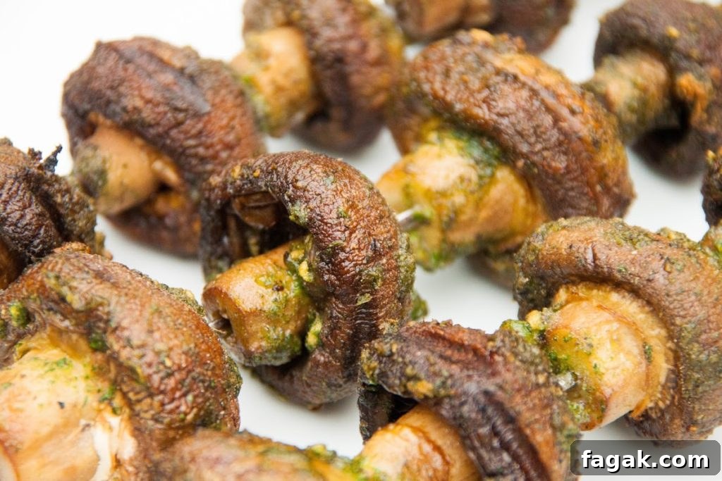 Garlic-Marinated Grilled Mushroom Kebabs for Summer BBQ 3 Barbecued Garlicky Mushroom Kebabs