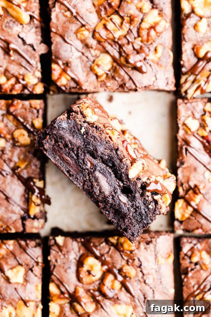 top view super close up at a slice of chocolate brownie