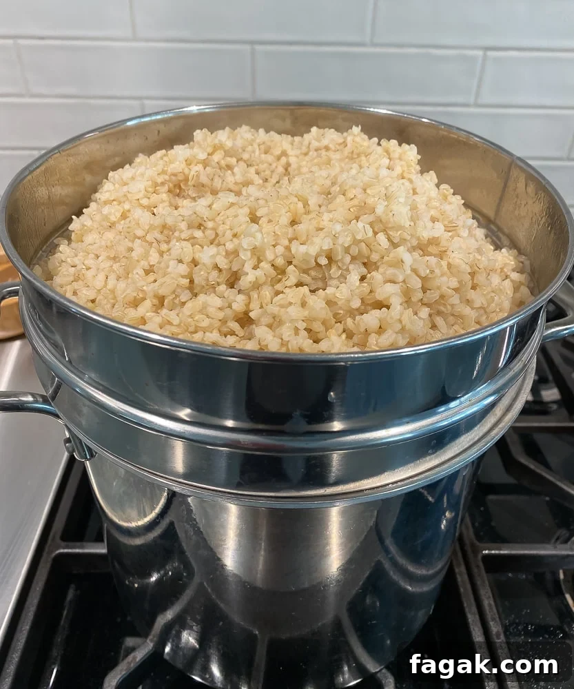 brown rice in in colander | afoodcentriclife.com