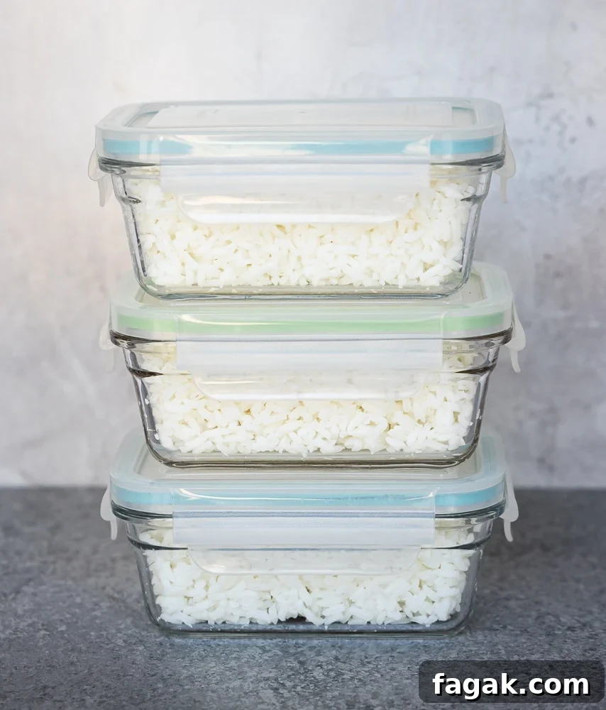 prepped white rice in containers | afoodcentriclife.com