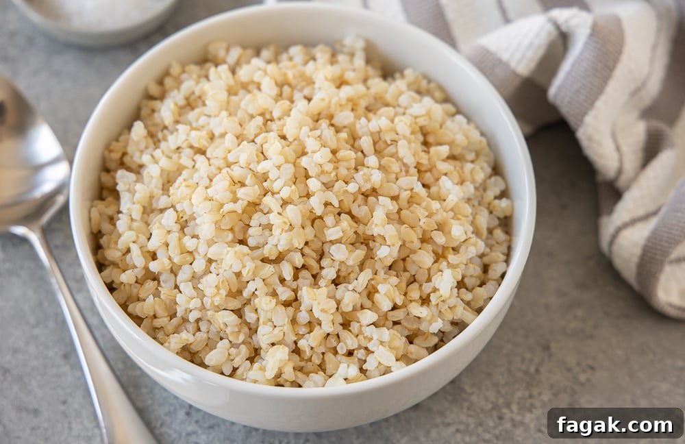brown rice in white bowl | afoodcentriclife.com