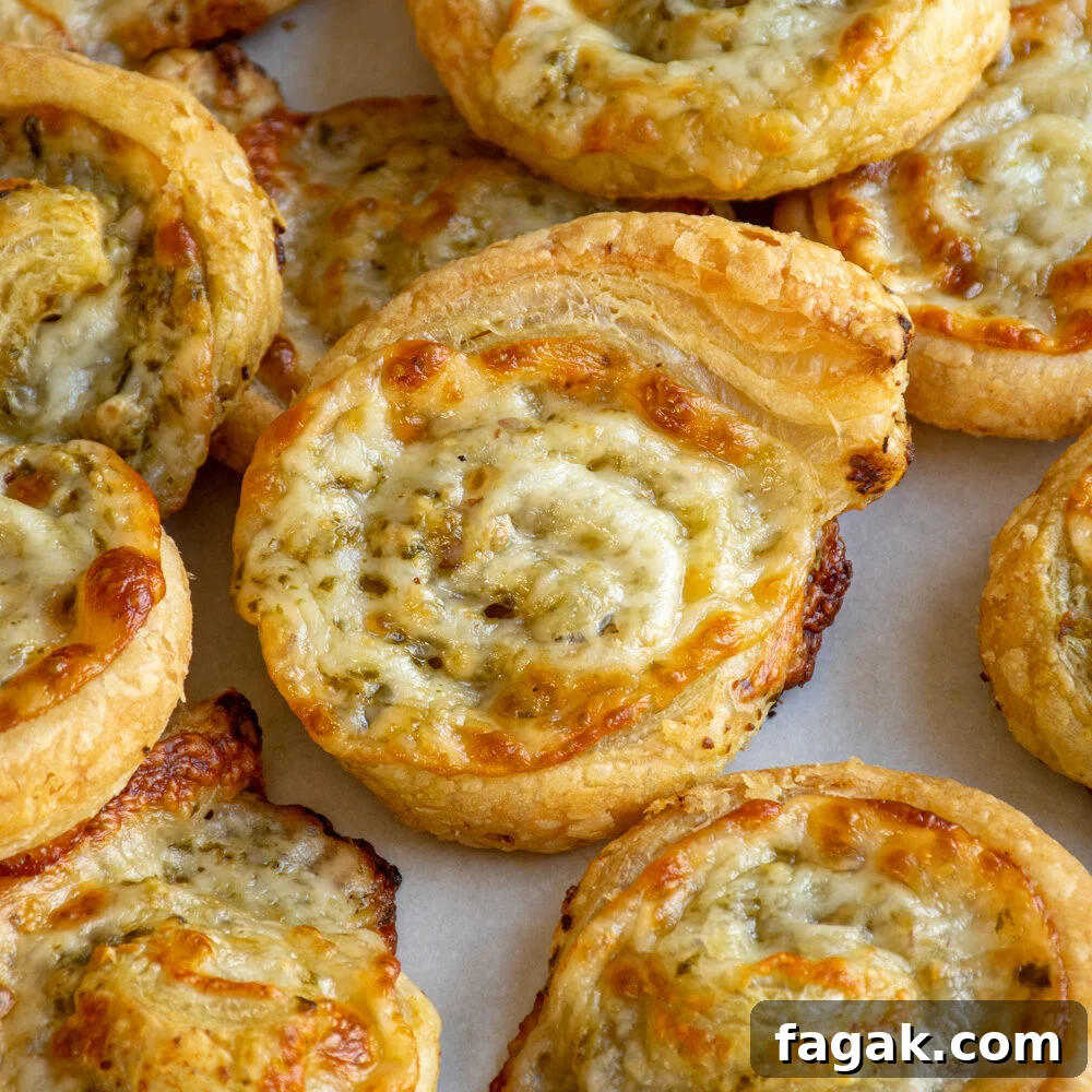 Pesto pinwheels on a platter