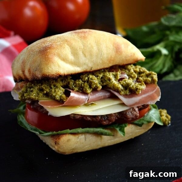 Prosciutto pesto burger