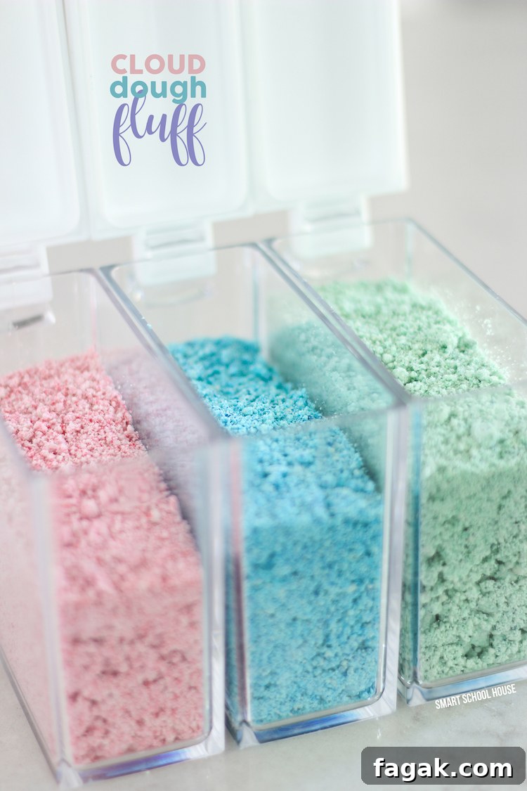 Cloud Dough Fluff - 2 ingredient softest cloud dough fluff recipe. Kids love to play with it!