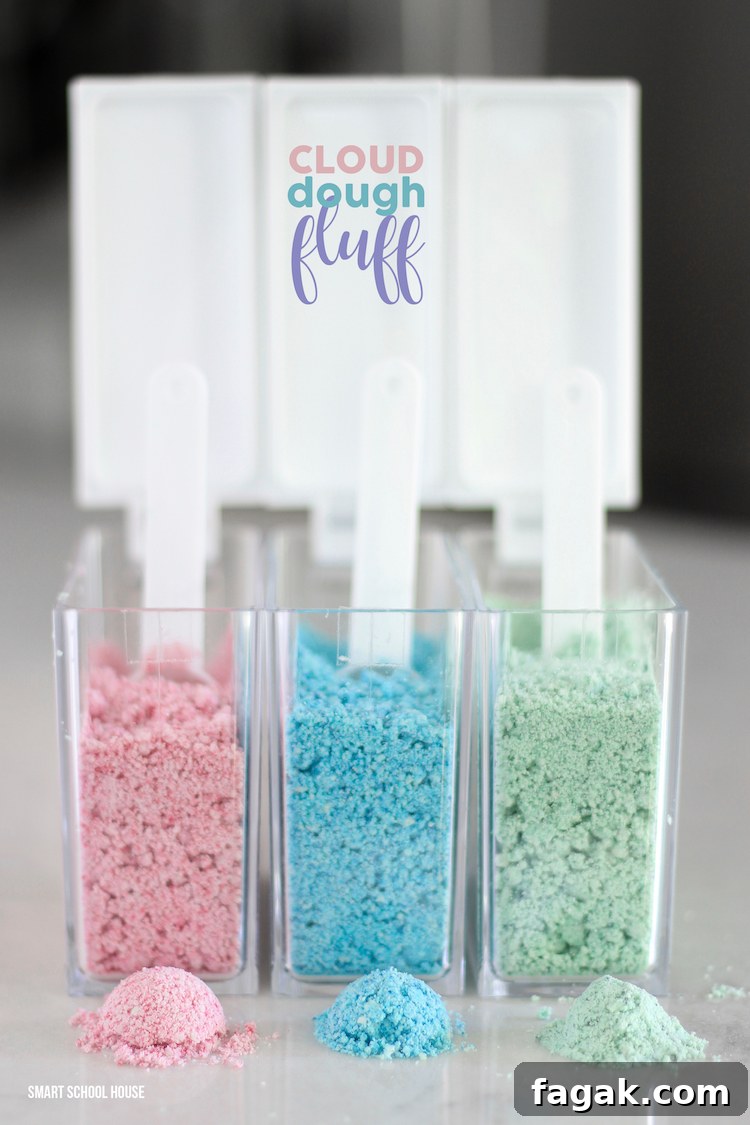 Cloud Dough Fluff - stored in containers