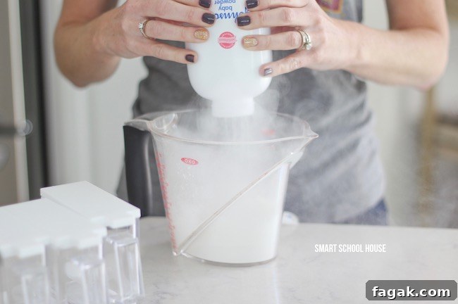 Cloud dough recipe using baby powder