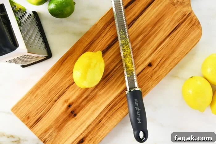 lemon zest and lemon half