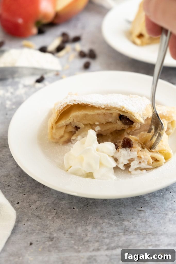 Sliced apple strudel