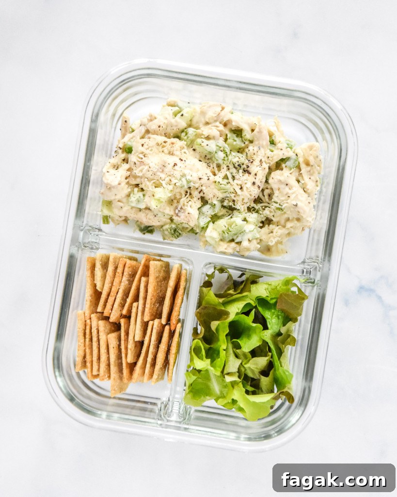 caesar chicken salad lunch wraps meal prep container.