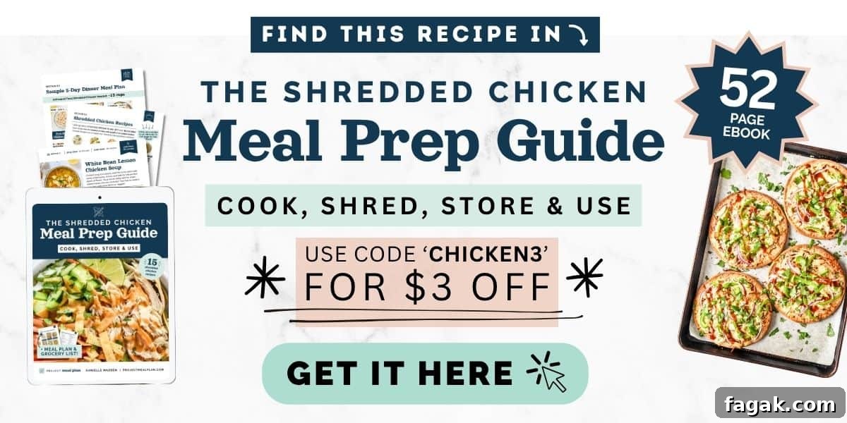 ad banner for the shredded chicken meal prep guide.