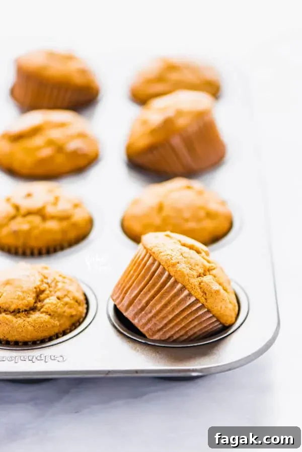 Gluten Free Sweet Potato Muffins in a silver muffin tin cooling after coming out of the oven