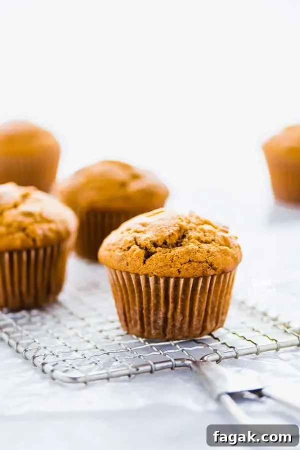 Gluten Free Sweet Potato Muffins cooling on a small, rectangular wire rack
