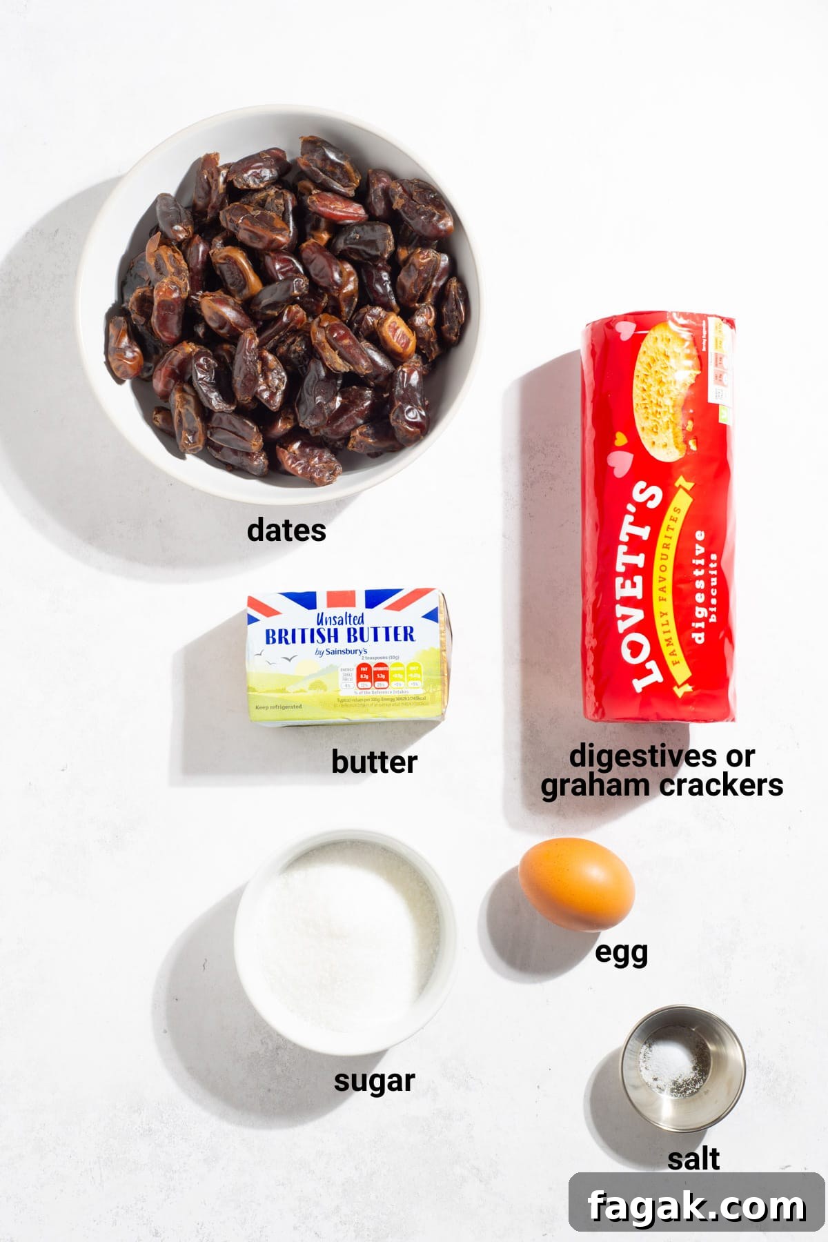 Date squares ingredients.
