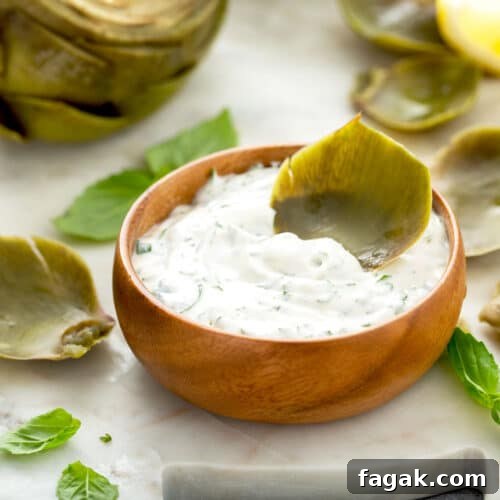 Artichoke leave dipped in sauce