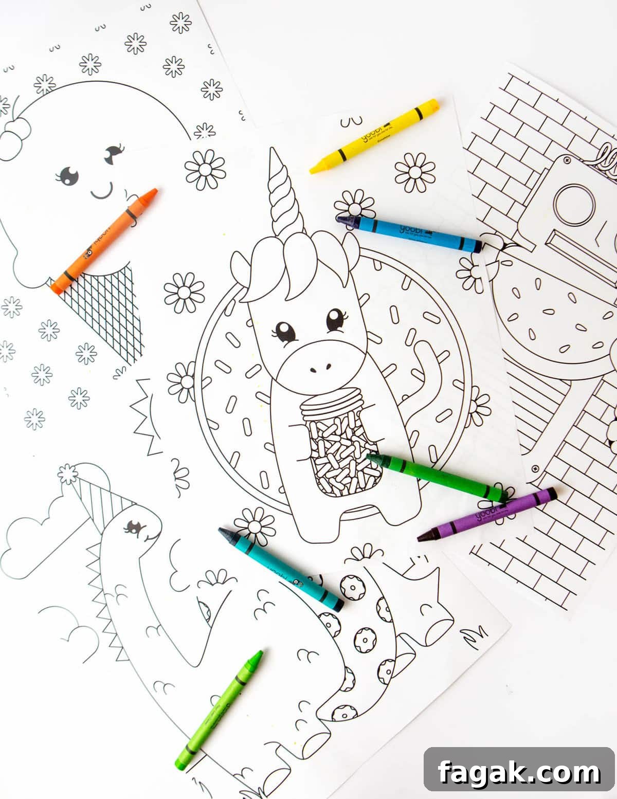 Free Printable Kids Coloring Pages — 8 Fun Designs 2 8 free coloring pages for kids