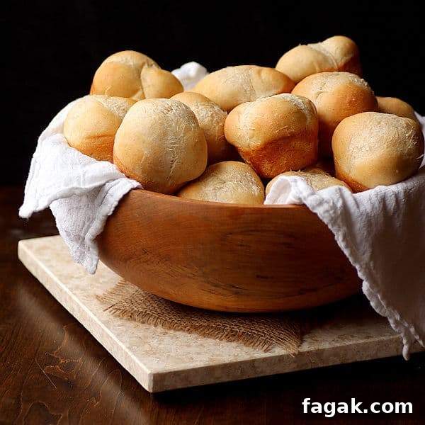 Dinner Rolls in a wooden bowl